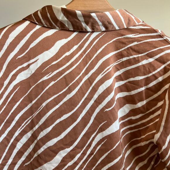A New Day Women's Brown Zebra Print Satin Button Down Shirt - Size Small - NWT - Picture 9 of 9